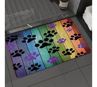 DALEXHM Microfibre Bath Mat, Door Mat, Pet Mat,Bathroom Rug Machine Washable,Non-slip,Super absorbent,Extra Soft,Dog Paw Prints Rustic Old Barn Wood,16x24in
