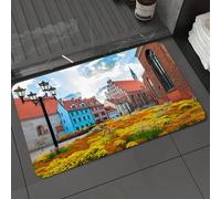 DALEXHM Microfibre Bath Mat, Door Mat, Pet Mat,Bathroom Rug Machine Washable,Non-slip,Super absorbent,Extra Soft,Old City Riga Latvia Capital with Historical Buildings Medieval To,20x31in