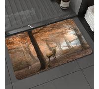 DALEXHM Microfibre Bath Mat, Door Mat, Pet Mat,Bathroom Rug Machine Washable,Non-slip,Super absorbent,Extra Soft,Stunning Image of red Deer stag in Foggy Autumn Colorful Forest Landscape Imag,20x31in