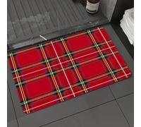 DALEXHM Microfibre Bath Mat, Door Mat, Pet Mat,Bathroom Rug Machine Washable,Non-slip,Super absorbent,Extra Soft,Red plaid, Western European culture inspired by abstract tartan motif d,20x31in