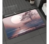 DALEXHM Microfibre Bath Mat, Door Mat, Pet Mat,Bathroom Rug Machine Washable,Non-slip,Super absorbent,Extra Soft,love couple in winter landscape with huge moon above illustration painting,20x31in