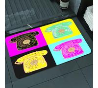 DALEXHM Microfibre Bath Mat, Door Mat, Pet Mat,Bathroom Rug Machine Washable,Non-slip,Super absorbent,Extra Soft,Communication Colorful Drawing Color Warhol Pop Telephone Andy Funky Cool Fun,24x39in