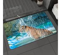 DALEXHM Microfibre Bath Mat, Door Mat, Pet Mat,Bathroom Rug Machine Washable,Non-slip,Super absorbent,Extra Soft,Tiger,Feline Beast in Pond Searching for Prey Sumatra Indonesia Scenes Decorat,16x24in