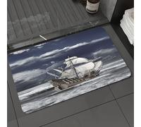 DALEXHM Microfibre Bath Mat, Door Mat, Pet Mat,Bathroom Rug Machine Washable,Non-slip,Super absorbent,Extra Soft,Sailing boat, an old-style sailing boat against the backdrop of stormy waves,24x39in