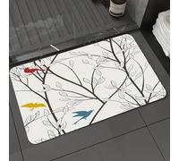 DALEXHM Microfibre Bath Mat, Door Mat, Pet Mat,Bathroom Rug Machine Washable,Non-slip,Super absorbent,Extra Soft,Simple bird patterns with stylized leaves in a soft color scheme,16x24in