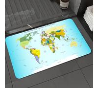 DALEXHM Microfibre Bath Mat, Door Mat, Pet Mat,Bathroom Rug Machine Washable,Non-slip,Super absorbent,Extra Soft,Wanderlust Decor, world map with countries and capitals of the earth with ocea,20x31in
