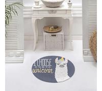 DALEXHM Microfibre Bath Mat, Door Mat, Pet Mat,Bathroom Rug Machine Washable,Non-slip,Super absorbent,Extra Soft,Cartoon animal, llama with unicorn horns, next to the phrase I chose to be a u,24x24in