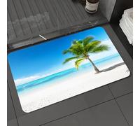 DALEXHM Microfibre Bath Mat, Door Mat, Pet Mat,Bathroom Rug Machine Washable,Non-slip,Super absorbent,Extra Soft,Amazing tropical paradise beach with white sand coconut palm sea and blue sky,16x24in