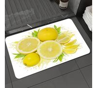 DALEXHM Microfibre Bath Mat, Door Mat, Pet Mat,Bathroom Rug Machine Washable,Non-slip,Super absorbent,Extra Soft,yellow lemon on white background,24x39in