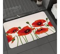 DALEXHM Microfibre Bath Mat, Door Mat, Pet Mat,Bathroom Rug Machine Washable,Non-slip,Super absorbent,Extra Soft,PoppiesA painting of bright red peonies on a white background.,20x31in