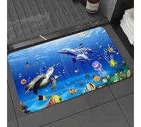 DALEXHM Microfibre Bath Mat, Door Mat, Pet Mat,Bathroom Rug Machine Washable,Non-slip,Super absorbent,Extra Soft,Underwater dolphin landscapes background,16x24in