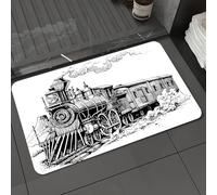 DALEXHM Microfibre Bath Mat, Door Mat, Pet Mat,Bathroom Rug Machine Washable,Non-slip,Super absorbent,Extra Soft,Steam engine, Rustic Old Train in the Country Locomotives Wooden Truck Eisenba,24x39in