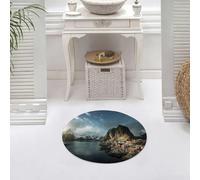 DALEXHM Microfibre Bath Mat, Door Mat, Pet Mat,Bathroom Rug Machine Washable,Non-slip,Super absorbent,Extra Soft,Fishing hut at spring sunset - Reine Lofoten islands Norway,24x24in