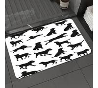 DALEXHM Microfibre Bath Mat, Door Mat, Pet Mat,Bathroom Rug Machine Washable,Non-slip,Super absorbent,Extra Soft,Labrador,Black Silhouettes of Pets in Various Positions Friendly,20x31in