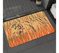 DALEXHM Microfibre Bath Mat, Door Mat, Pet Mat,Bathroom Rug Machine Washable,Non-slip,Super absorbent,Extra Soft,The silhouette of jungle beasts within the simple color blocks,16x24in