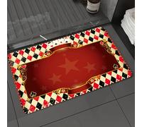 DALEXHM Microfibre Bath Mat, Door Mat, Pet Mat,Bathroom Rug Machine Washable,Non-slip,Super absorbent,Extra Soft,Poker Tournament Decorations,Casino Inspired Checkered ework Stars Swirls Vint,16x24in