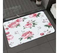 DALEXHM Microfibre Bath Mat, Door Mat, Pet Mat,Bathroom Rug Machine Washable,Non-slip,Super absorbent,Extra Soft,Rose, Blooming English Rose Watercolor Style Garden Shabby Chic Wild Flowers,16x24in