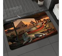 DALEXHM Microfibre Bath Mat, Door Mat, Pet Mat,Bathroom Rug Machine Washable,Non-slip,Super absorbent,Extra Soft,Egypt leopard Ancient Egyptian Sex Lady and a tame cheetah,16x24in