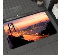 DALEXHM Microfibre Bath Mat, Door Mat, Pet Mat,Bathroom Rug Machine Washable,Non-slip,Super absorbent,Extra Soft,The magnificent city skyline under the setting sun in San Francisco,20x31in