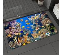 DALEXHM Microfibre Bath Mat, Door Mat, Pet Mat,Bathroom Rug Machine Washable,Non-slip,Super absorbent,Extra Soft,Colorful aquarium showing various fish swimming,24x39in