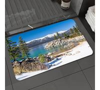 DALEXHM Microfibre Bath Mat, Door Mat, Pet Mat,Bathroom Rug Machine Washable,Non-slip,Super absorbent,Extra Soft,Lake and mountains in a snowy landscape, azure lake water, snow-capped rocks a,20x31in