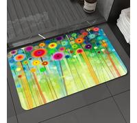 DALEXHM Microfibre Bath Mat, Door Mat, Pet Mat,Bathroom Rug Machine Washable,Non-slip,Super absorbent,Extra Soft,Watercolor Flower Home,Abstract Dandelion Inspired Spiral Blooms Petals Nature,20x31in