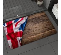 DALEXHM Microfibre Bath Mat, Door Mat, Pet Mat,Bathroom Rug Machine Washable,Non-slip,Super absorbent,Extra Soft,Union Jack, Flag of the United Kingdom on Old Oak Wooden Board English Nation,16x24in