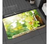 DALEXHM Microfibre Bath Mat, Door Mat, Pet Mat,Bathroom Rug Machine Washable,Non-slip,Super absorbent,Extra Soft,Wine, Bottle of White Wine Glass Young Vine and Bunch of Grapes in Spring Gree,20x31in