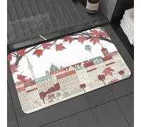 DALEXHM Microfibre Bath Mat, Door Mat, Pet Mat,Bathroom Rug Machine Washable,Non-slip,Super absorbent,Extra Soft,Hello Autumn in Berlin - hand drawn colorful of the city with TV tower city ha,24x39in