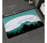 DALEXHM Microfibre Bath Mat, Door Mat, Pet Mat,Bathroom Rug Machine Washable,Non-slip,Super absorbent,Extra Soft,Silhouettes of people in the moon forest on light green background,20x31in