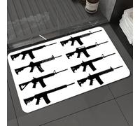 DALEXHM Microfibre Bath Mat, Door Mat, Pet Mat,Bathroom Rug Machine Washable,Non-slip,Super absorbent,Extra Soft,Black and White, Silhouette tary Army Rifles Shotgun Sniper Firearms Weapon, B,16x24in