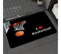 DALEXHM Microfibre Bath Mat, Door Mat, Pet Mat,Bathroom Rug Machine Washable,Non-slip,Super absorbent,Extra Soft,Basketball theme, I Love Basketball, sports decoration,24x39in