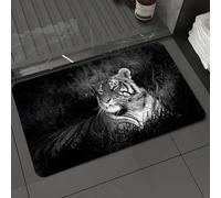 DALEXHM Microfibre Bath Mat, Door Mat, Pet Mat,Bathroom Rug Machine Washable,Non-slip,Super absorbent,Extra Soft,Animals, black and white ornaments, Bengal tiger in the ow,20x31in