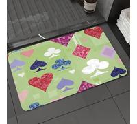 DALEXHM Microfibre Bath Mat, Door Mat, Pet Mat,Bathroom Rug Machine Washable,Non-slip,Super absorbent,Extra Soft,Symbols of playing cards on a light green background.,20x31in