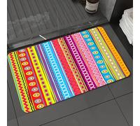 DALEXHM Microfibre Bath Mat, Door Mat, Pet Mat,Bathroom Rug Machine Washable,Non-slip,Super absorbent,Extra Soft,Colorful vertical stripes pattern, multi-color stripes with geometric decorati,24x39in