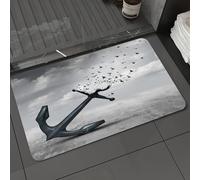 DALEXHM Microfibre Bath Mat, Door Mat, Pet Mat,Bathroom Rug Machine Washable,Non-slip,Super absorbent,Extra Soft,Art design, anchor turns into a flock of flying birds and seagulls for freedom,24x39in