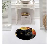 DALEXHM Microfibre Bath Mat, Door Mat, Pet Mat,Bathroom Rug Machine Washable,Non-slip,Super absorbent,Extra Soft,Close-up of a black cat with yellow eyes. Cat studio picture,24x24in