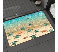 DALEXHM Microfibre Bath Mat, Door Mat, Pet Mat,Bathroom Rug Machine Washable,Non-slip,Super absorbent,Extra Soft,Coastal turtle beach adventure, turtle coastline, ocean wonders on the beach,24x39in