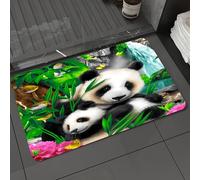 DALEXHM Microfibre Bath Mat, Door Mat, Pet Mat,Bathroom Rug Machine Washable,Non-slip,Super absorbent,Extra Soft,Mother Panda and her baby Panda are Snuggling and eating bamboo in the morning,20x31in