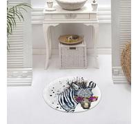 DALEXHM Microfibre Bath Mat, Door Mat, Pet Mat,Bathroom Rug Machine Washable,Non-slip,Super absorbent,Extra Soft,Watercolor painting of zebra wearing purple trendy sunglasses,24x24in