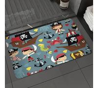 DALEXHM Microfibre Bath Mat, Door Mat, Pet Mat,Bathroom Rug Machine Washable,Non-slip,Super absorbent,Extra Soft,Pirates, cartoon characters, adventure elements,24x39in