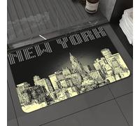 DALEXHM Microfibre Bath Mat, Door Mat, Pet Mat,Bathroom Rug Machine Washable,Non-slip,Super absorbent,Extra Soft,New York Cityscape Sketch, the city's black and yellow skyline, drawing city b,20x31in