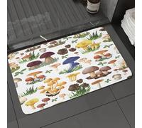 DALEXHM Microfibre Bath Mat, Door Mat, Pet Mat,Bathroom Rug Machine Washable,Non-slip,Super absorbent,Extra Soft,Mushroom seamless pattern with forest wild species so as suillus puffball russ,20x31in
