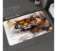 DALEXHM Microfibre Bath Mat, Door Mat, Pet Mat,Bathroom Rug Machine Washable,Non-slip,Super absorbent,Extra Soft,Tiger, beast, looking straight into the eyes of the viewer,20x31in