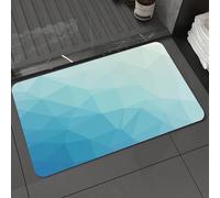 DALEXHM Microfibre Bath Mat, Door Mat, Pet Mat,Bathroom Rug Machine Washable,Non-slip,Super absorbent,Extra Soft,Teal and White,Ombre Inspired Pattern with Low Poly Effect Triangles Fractal M,24x39in