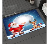 DALEXHM Microfibre Bath Mat, Door Mat, Pet Mat,Bathroom Rug Machine Washable,Non-slip,Super absorbent,Extra Soft,Christmas background with Santa and his reindeer,24x39in
