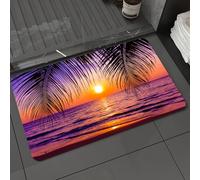 DALEXHM Microfibre Bath Mat, Door Mat, Pet Mat,Bathroom Rug Machine Washable,Non-slip,Super absorbent,Extra Soft,Palm, tropical beach under shade at sunset. Ocean Waves. Serenity in the natur,20x31in