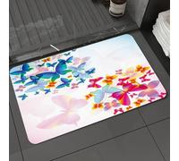 DALEXHM Microfibre Bath Mat, Door Mat, Pet Mat,Bathroom Rug Machine Washable,Non-slip,Super absorbent,Extra Soft,The romantic decoration of the gradient-colored transparent butterfly,20x31in