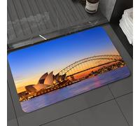 DALEXHM Microfibre Bath Mat, Door Mat, Pet Mat,Bathroom Rug Machine Washable,Non-slip,Super absorbent,Extra Soft,Sydney Australia Opera House View Dusk time in the evening Sydney, Australia,20x31in