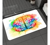 DALEXHM Microfibre Bath Mat, Door Mat, Pet Mat,Bathroom Rug Machine Washable,Non-slip,Super absorbent,Extra Soft,Watercolor,Vibrant Colorful Human Brain Body Neurology Hemispheres Creative In,24x39in